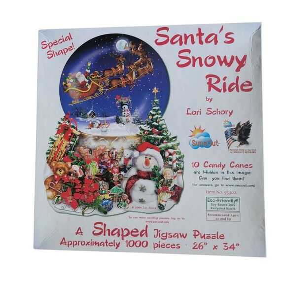 Santa's Snowy Ride Jigsaw Puzzle - Festive Multicolor - Picture 1 of 2